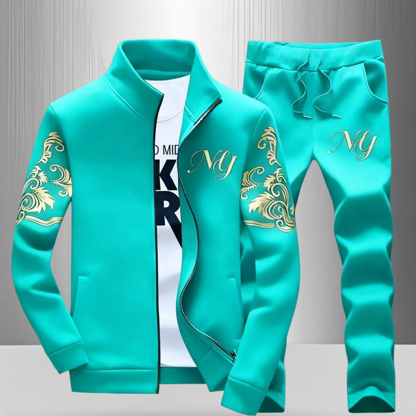Image of 2pcs Set, New Unisex Casual Sports Zipper Jacket Long-sleeved Sweatshirt Set, 3d Pattern Casual Sports Long-sleeved Sweatshirt Casual Pants Set