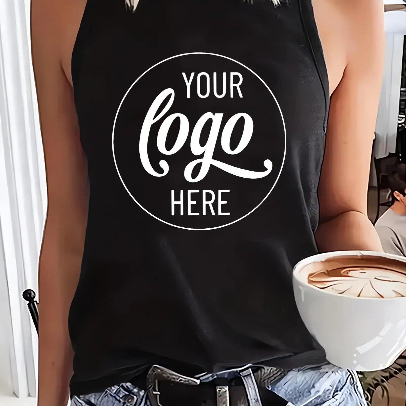 TEMU 1 Customizable Women's Casual Round Neck Tank Top, Regular Fit, Suitable For Team And Corporate