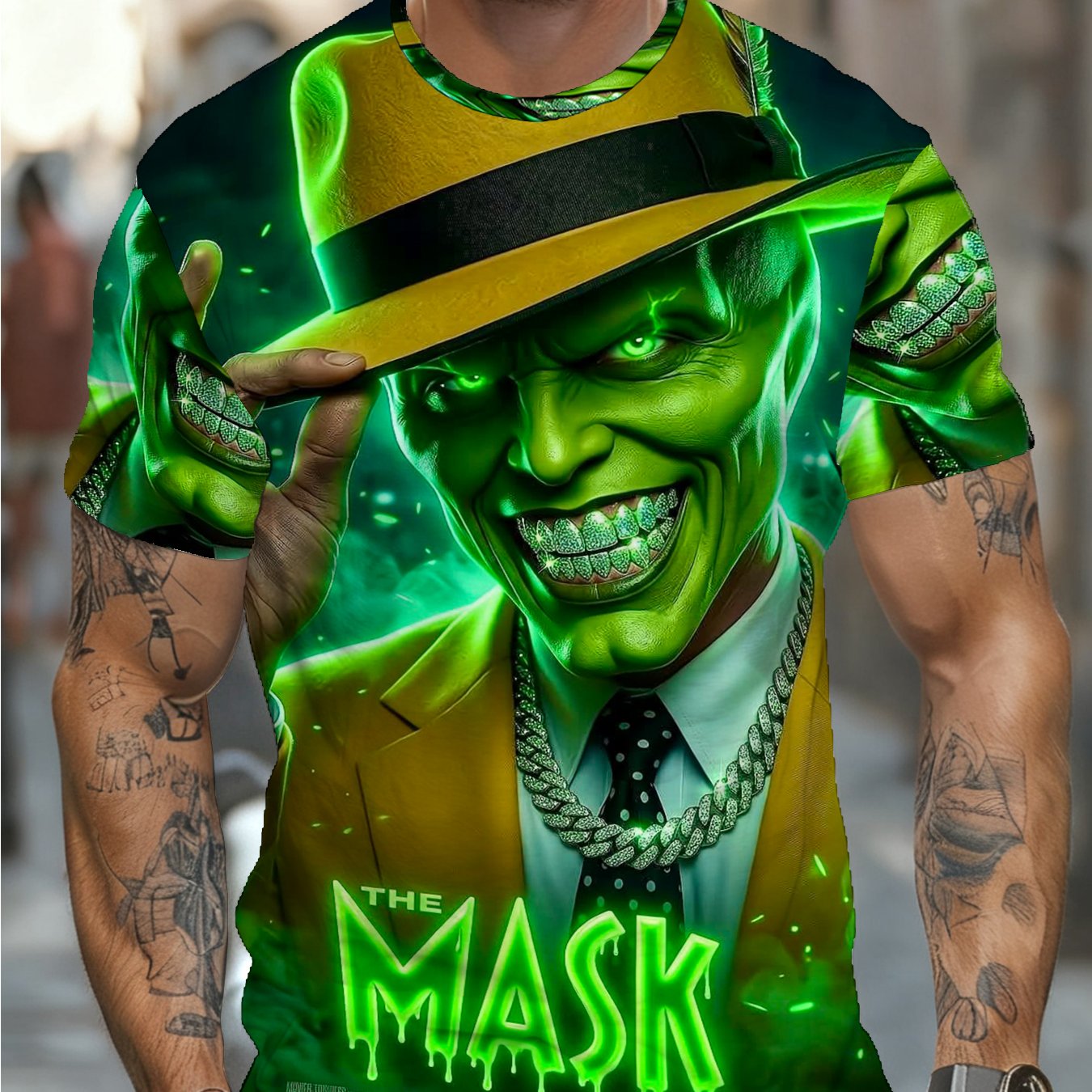 TEMU Unisex Printed Short-sleeve T-shirt - Comfortable And Breathable Polyester Fiber, Featuring A Trendy And Fashionable Design. Men's Casual