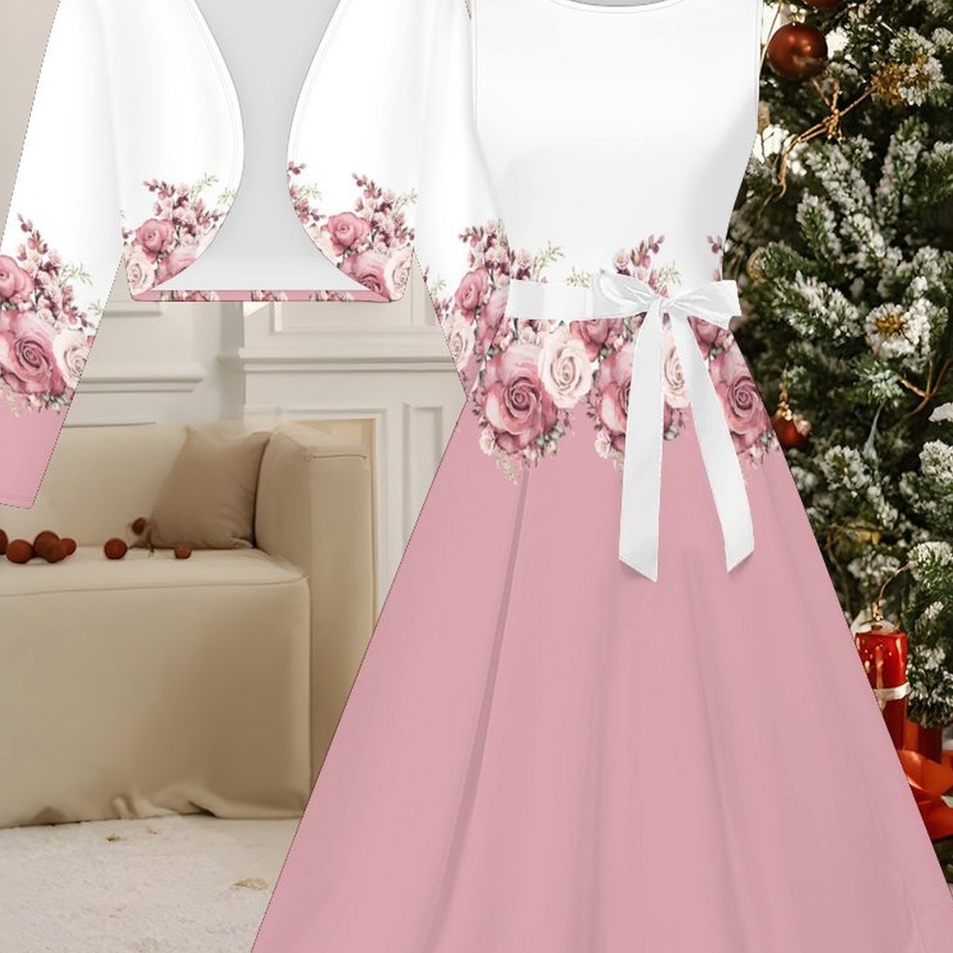 Image of Women's Summer Fashion Elegant Sleeveless Dress Floral Dress And Long Sleeve Jacket Suitable For Commuting, Dates, Weddings, Parties, And Shopping