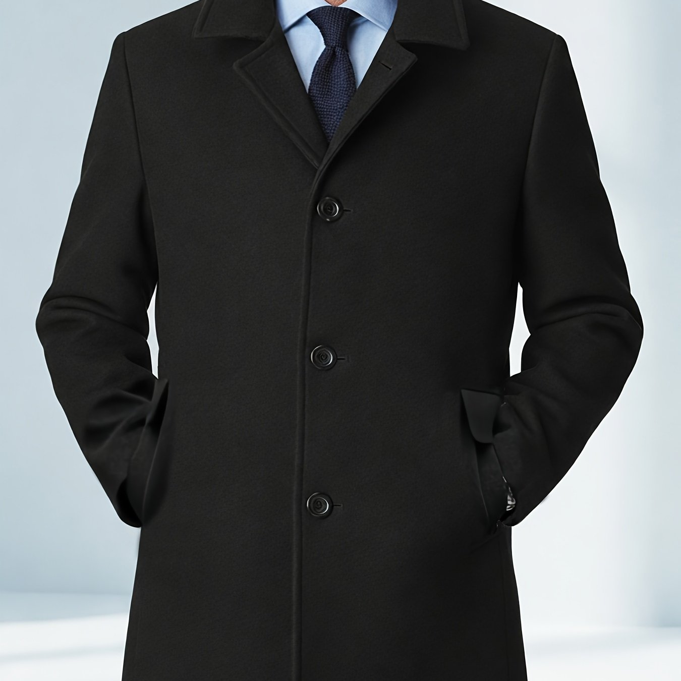 TEMU Manteau décontracté pour homme, couleur unie et élégant, idéal pour et . Un trench-coat , , avec un design élégant, un col à revers boutonné,