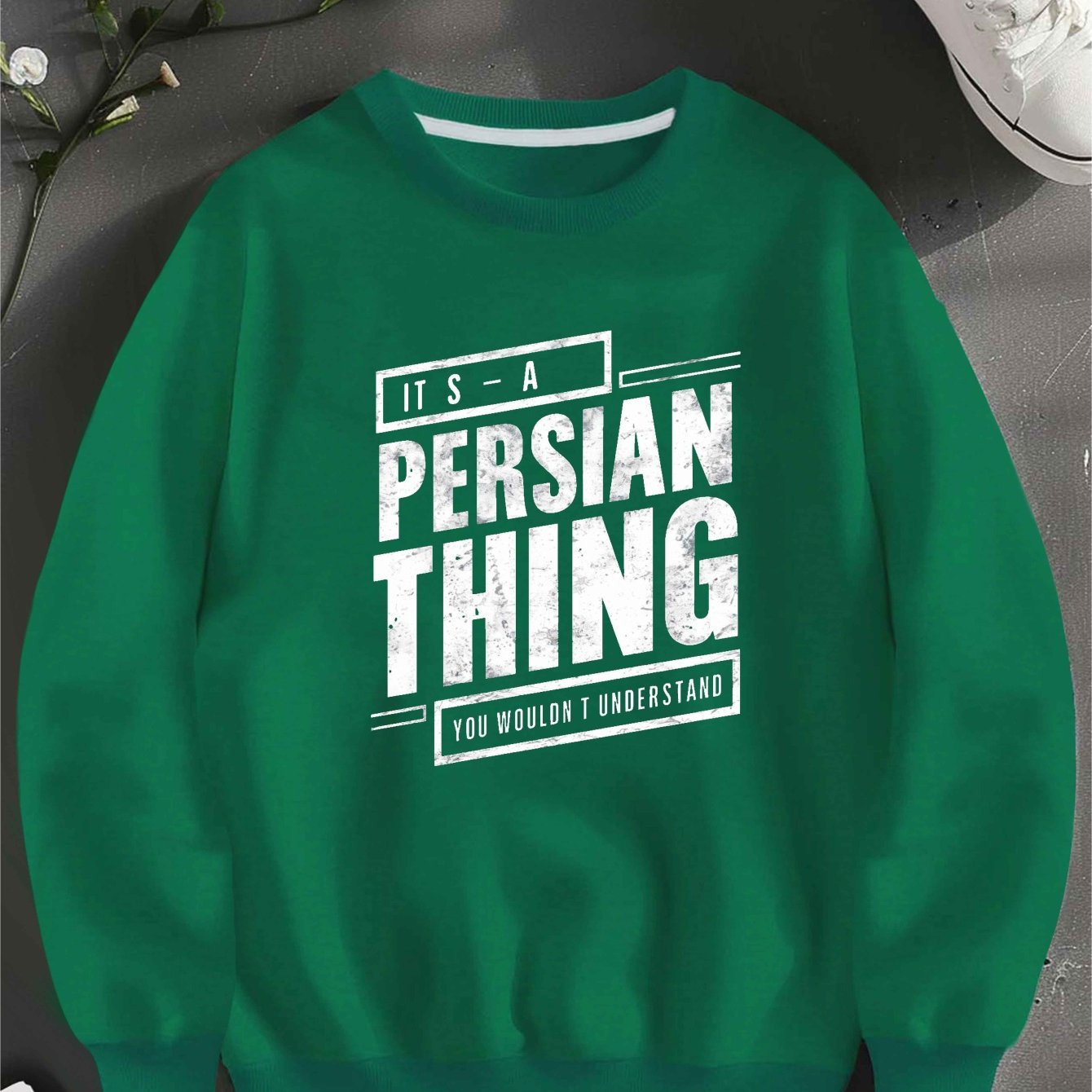 TEMU 1pc Women's Casual Crew Neck Sweatshirt With Persian Design, Geometric Pattern, Polyester Knit Fabric, 250g/mÂ², Fall/ Top