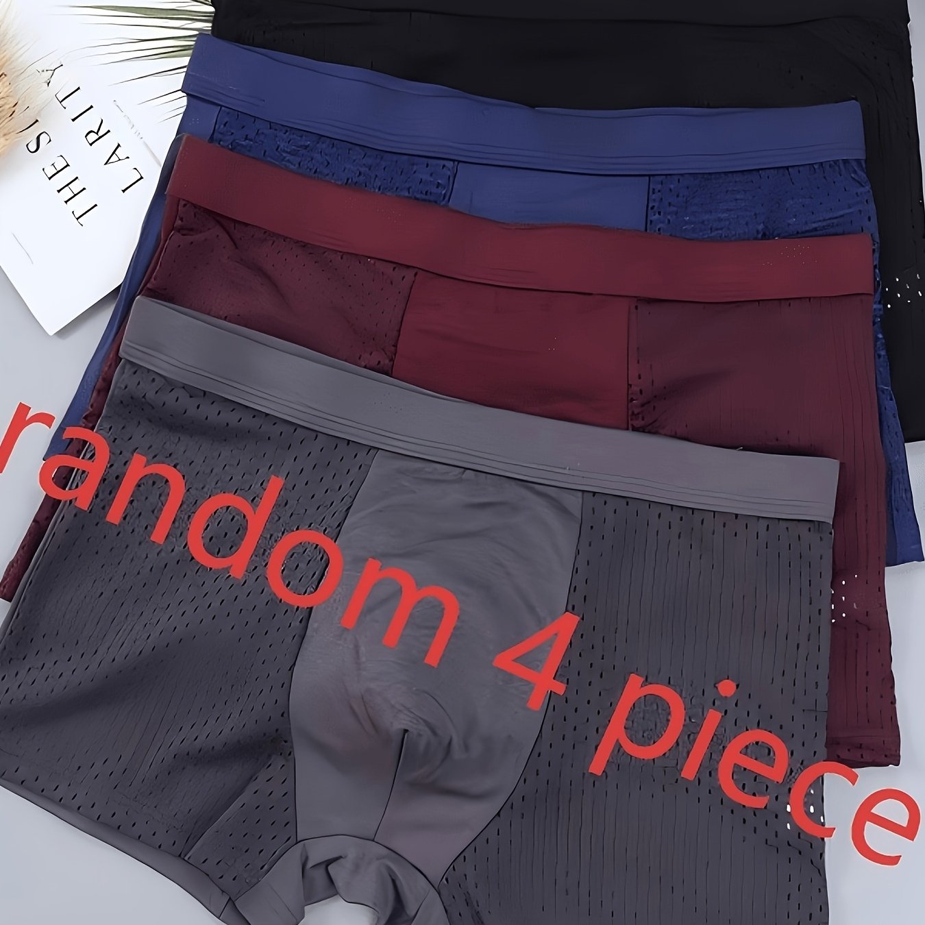 TEMU Pc Of 4 Random Color Mesh Brand Men's Briefs Soft Boxer Pants Are Suitable For