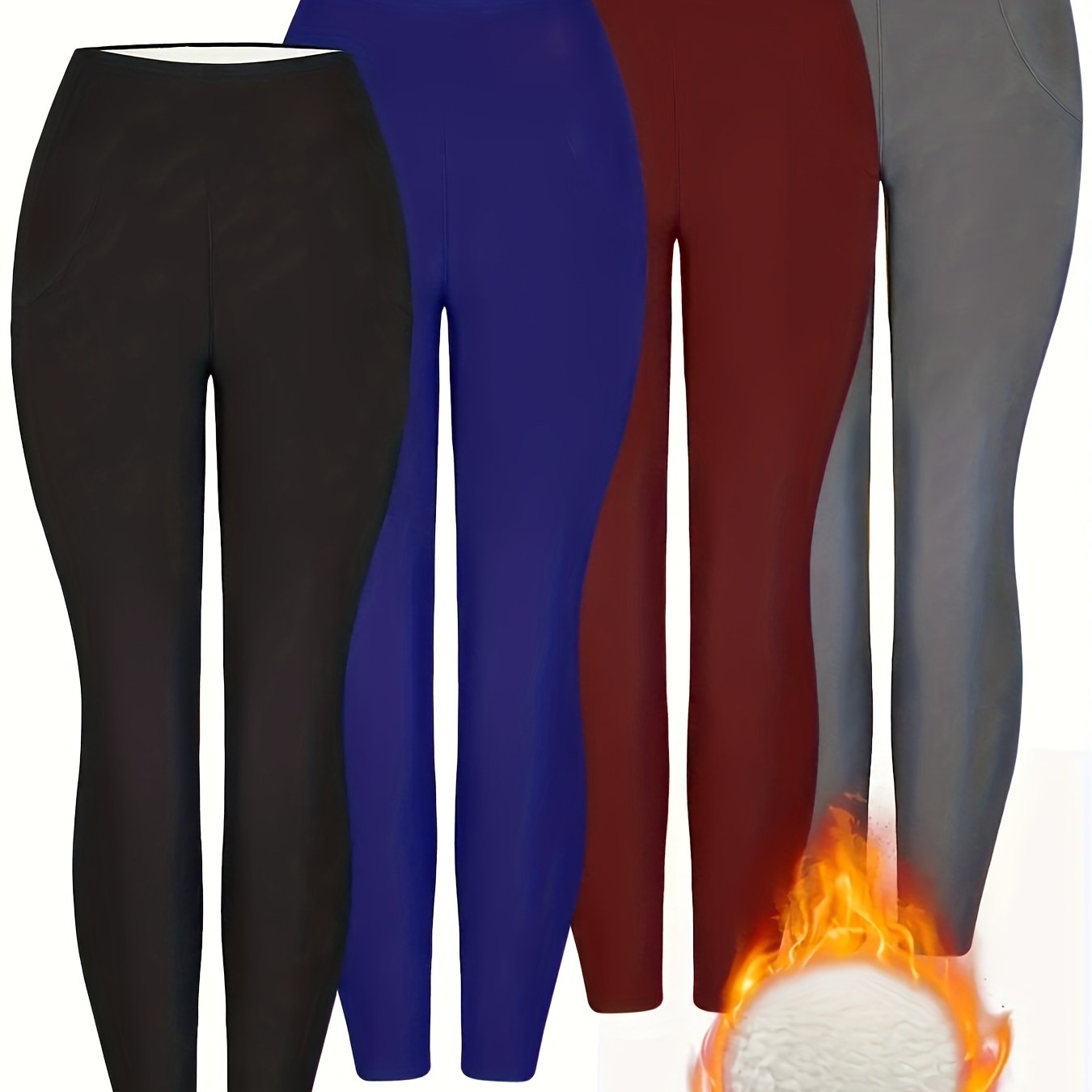 TEMU A Set Of 4 Women's Leggings For Autumn And Winter, Featuring Stylish And Outerwear That The Lovely , Provides , Is Wind-resistant, Supports The Abdomen, And Offers To