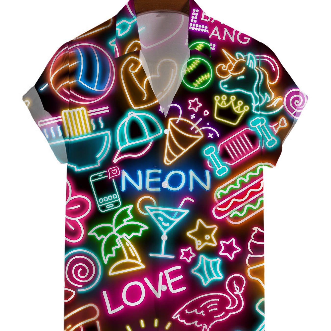 TEMU Men's Sportswear Button- Shirt With 3d , Casual Beach Vacation Shirt, Regular Fit, Unisex