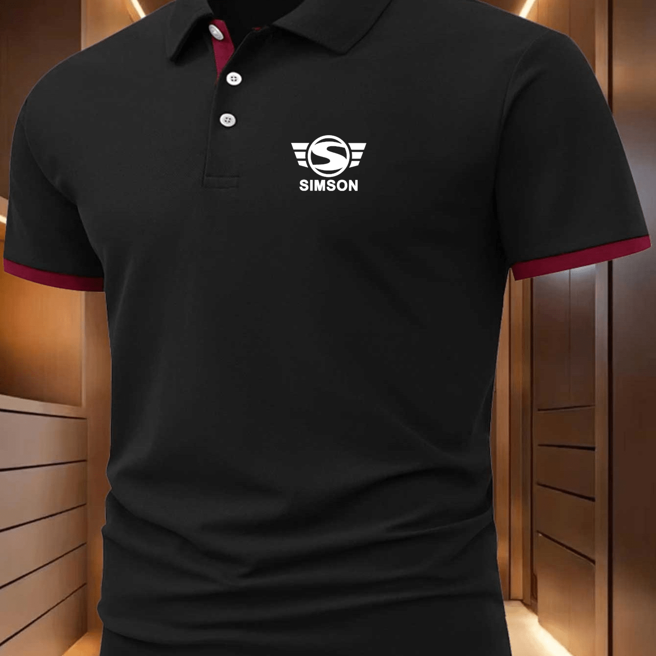 E-shop A0569 Weißes Buchstaben-Print Herren Sommer Kurzarm Freizeit Polo Shirt Herren Print Kurzarm Revers Herren Outdoor Sport Revers Knitterarm