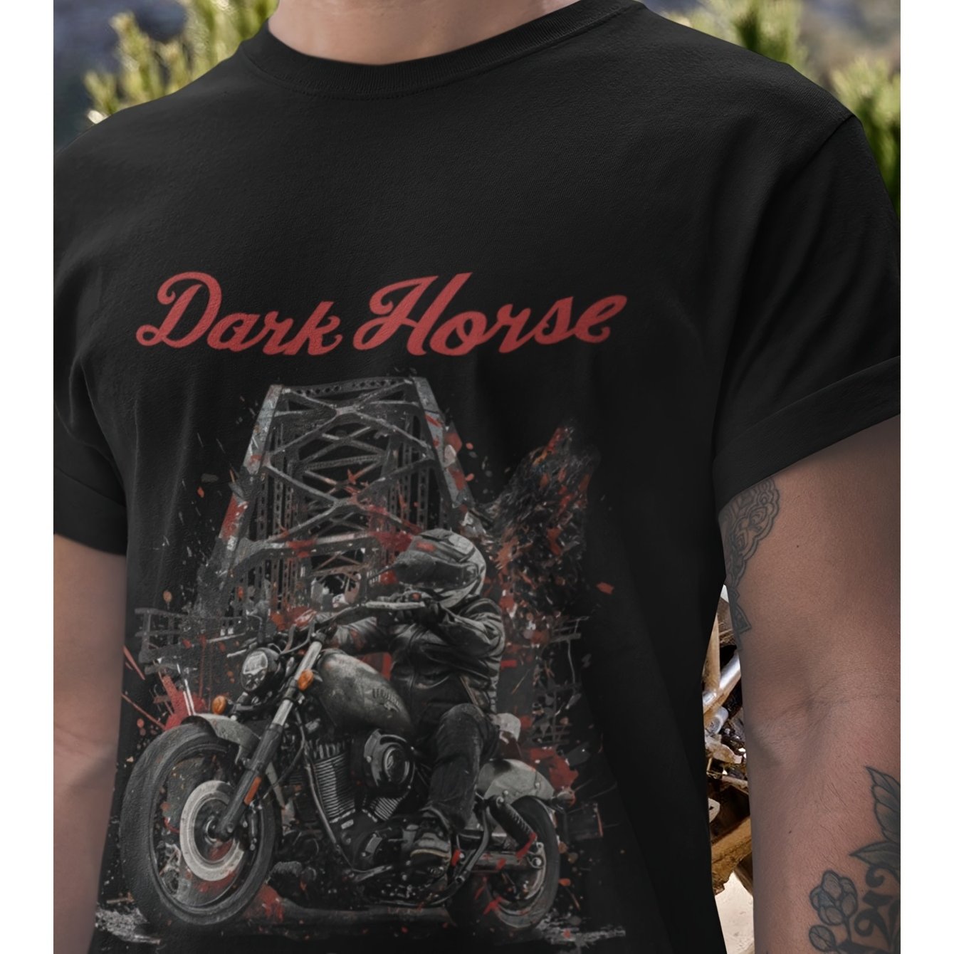 Dark Horse American Fan Bobber Biker Fan Apparel S-3xl 180g Cotton Mens Black Round Neck T-shirt