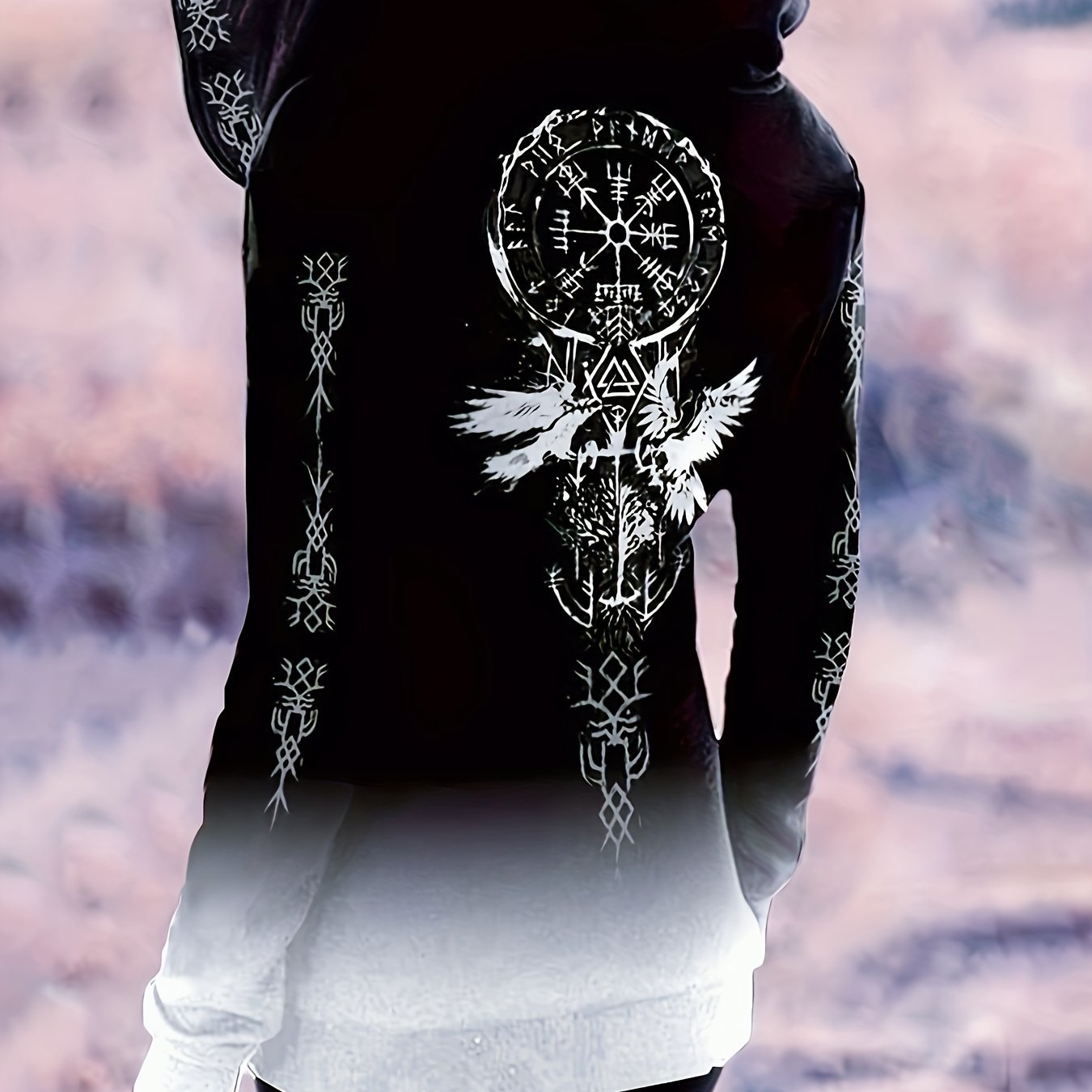 Vintage-inspired Gradient Zip-up Hoodie For Women - Long Sleeve, Polyester, Machine Washable