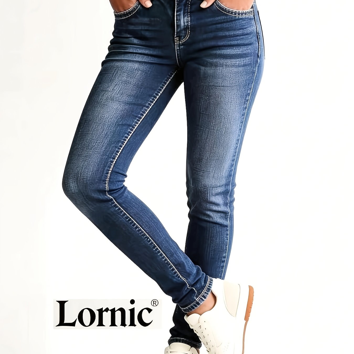 Image of Women's Stretch Vintage Versatile Casual Fashion Elegant Mid-rise Machine Washable Durable Slightly Straight-leg Jeans Street Style