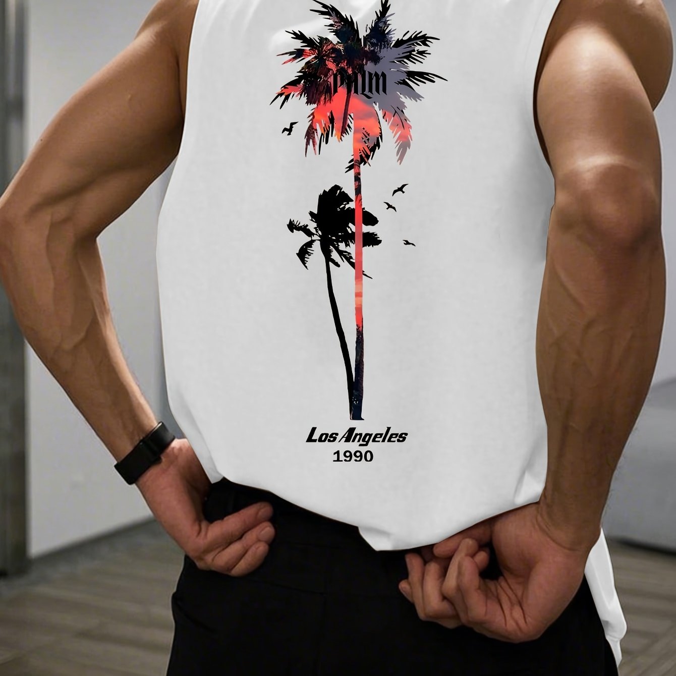 TEMU Men's Casual Sports Vest, Suitable For Leisure, Vacation, And