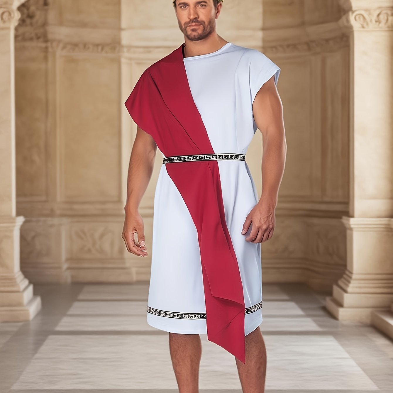 TEMU Halloween Men's Costume Prince Roman Ancient Greek Long Dress, Role Play Outfits Men