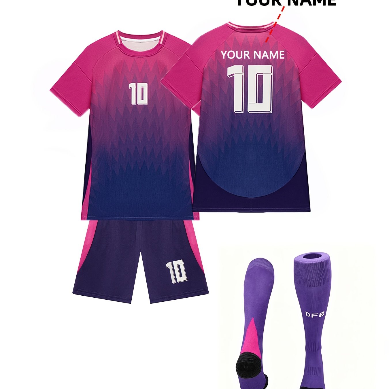 Image of Customize Your Own Soccer Outfit, 3pcs Set: 1* Jersey, 1* Shorts, 1* Socks. # Kids' Soccer Jersey For Boys And Girls, Youth Soccer Uniform, /winter Sports Wear