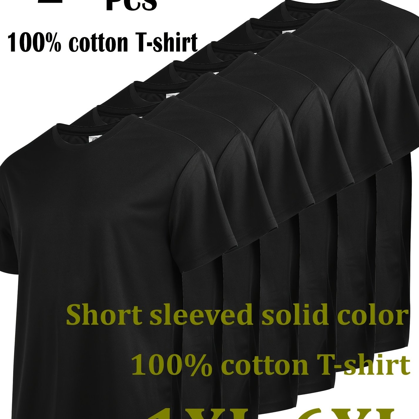 7pcs Men's Summer Plus Size Pure Cotton Short-sleeved T-shirt, Breathable, Comfortable, Fishing, Sports, Daily Undershirt, Plus Size