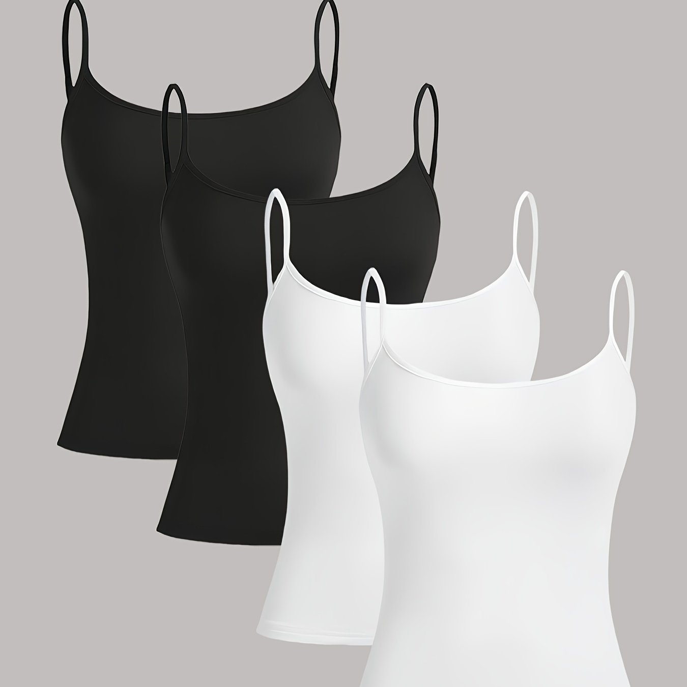 E-shop 4er Set [] Verstellbarer Träger Einfarbig Lässig Sexy Cami Tank Top