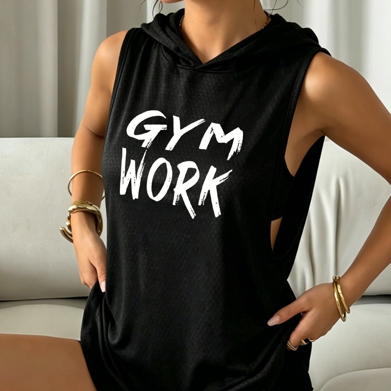 TEMU Women's Quick-dry Hooded Sleeveless T-shirt - Breathable Sweat-wicking Workout Top With Hoodie, Sleeveless Training Tank Suitable For Running,