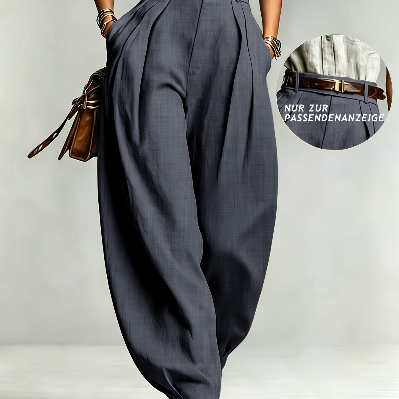 TEMU Commuter Fashion Solid Color Pocket 's High-waist Slim Trousers