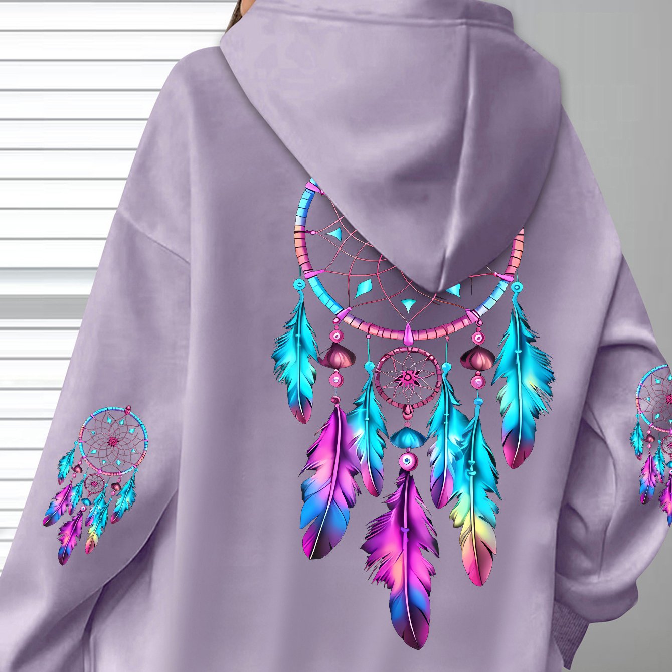 TEMU Targeted Extension: Comfortable Fish Net Print Hoodie - Soft Casual Long Sleeve With Pocket, Comfortable Daily Wear Apparel