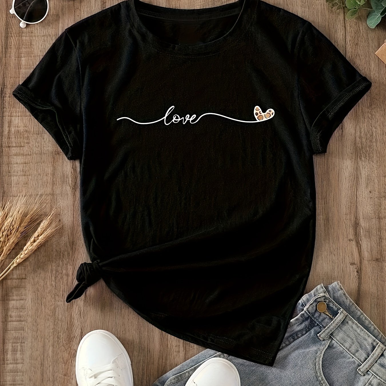 Image of Targeted Development - 2025 Spring/summer New Arrival Casual Positioning Print Crew Neck Short Sleeve Loose Layer T-shirt, Comfortable And Stylish - Suitable For Daily Wear/commuting/home