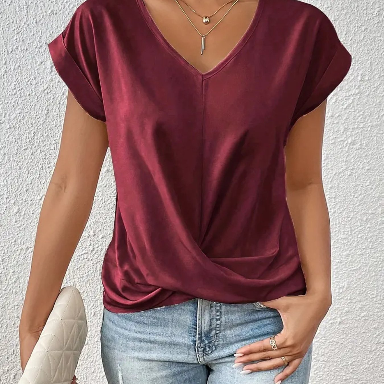 Women' Elegant Short Sleeve T Shirt Spring Summer Casual Fashion Versatile Top