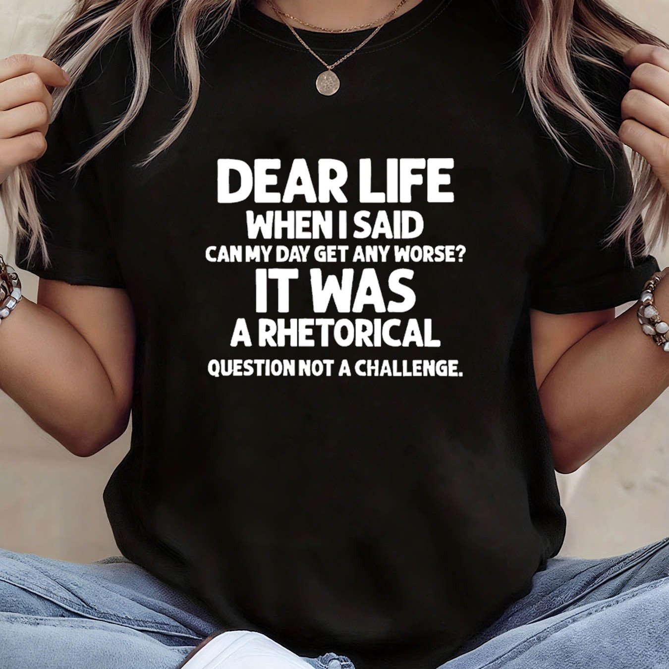 TEMU Women's Funny Sassy T-shirt "when I Can Get Any It Was A Rhetorical Question" - Short Sleeve Crew Neck Casual Blouse Top With Letter Print,