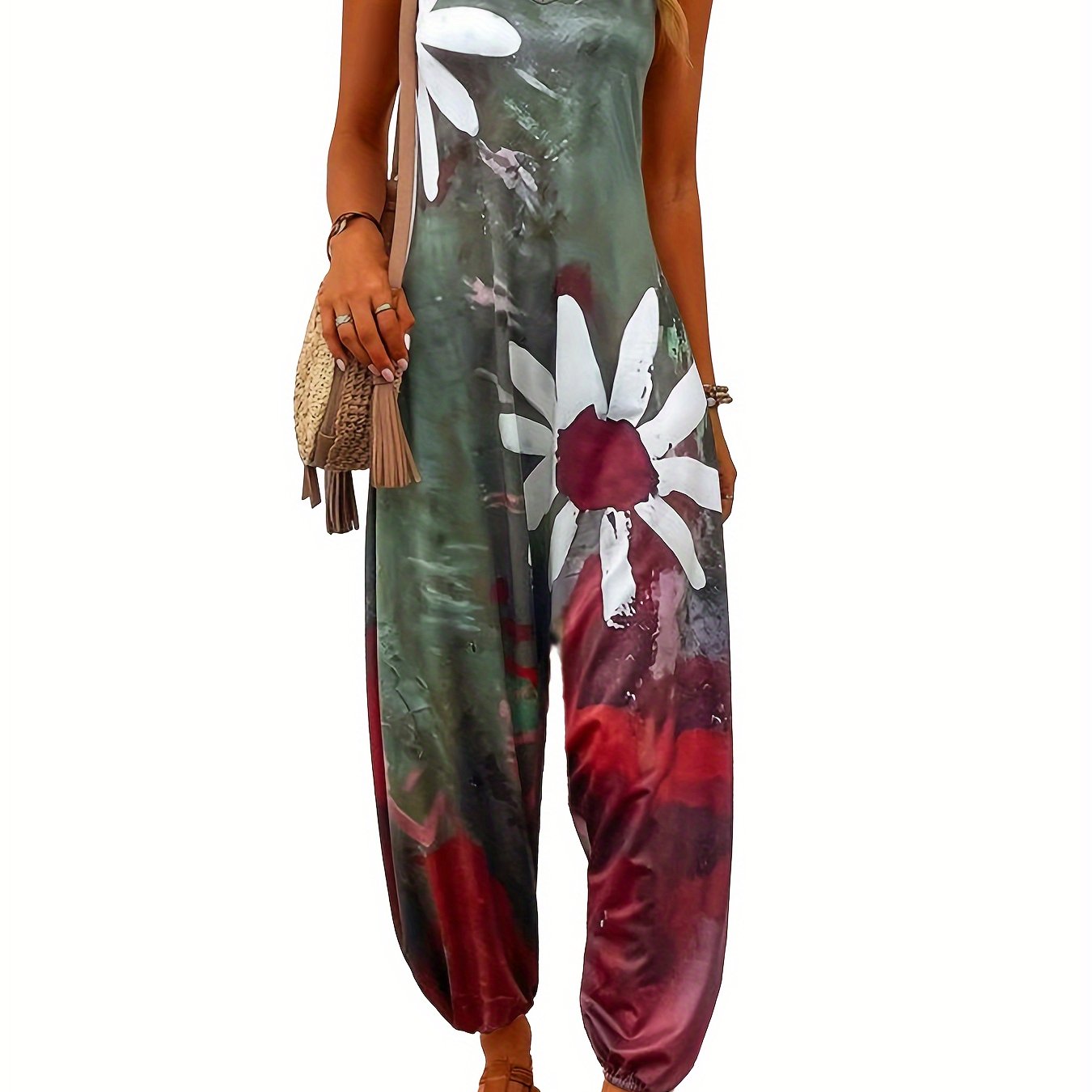 Plus Size - Plus Size - Women's Printed Jumpsuit