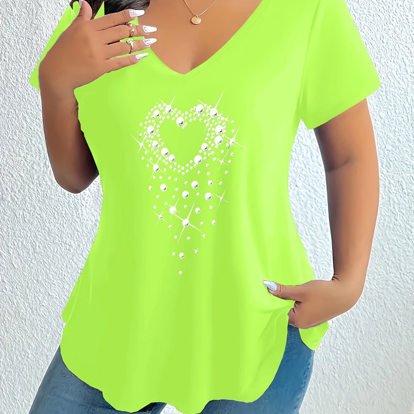 TEMU Plus Size, Plus Size Women's V-neck T-shirt