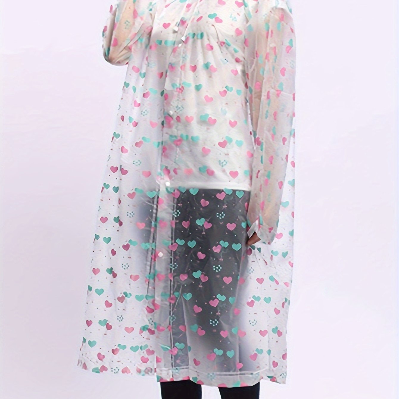 Image of 1pc Transparent Thick Reusable Adult Raincoat, Windproof And Eva Thick Full -piece Raincoat For Travel, Outdoor Cycling, Portable Raincoat, Drawstring, Hiking, Portable Adult Women's Raincoat