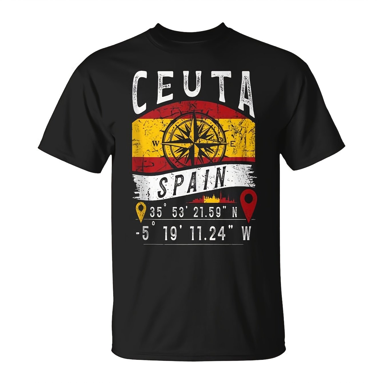 TEMU Camiseta extragrande de cuello para adolescente, color , con vintage de Ceuta, España, y de española, recuerdo de viaje y ropa de vacaciones,