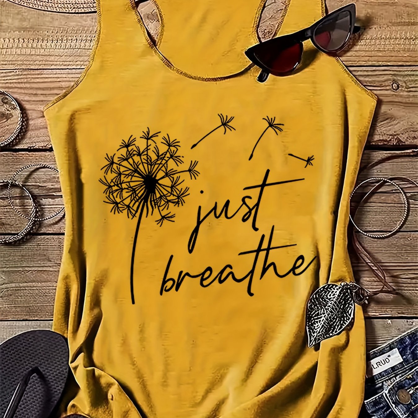 Image of European And American Cross-border E-commerce English Printed Wish Summer Women's V-neck Tank Top