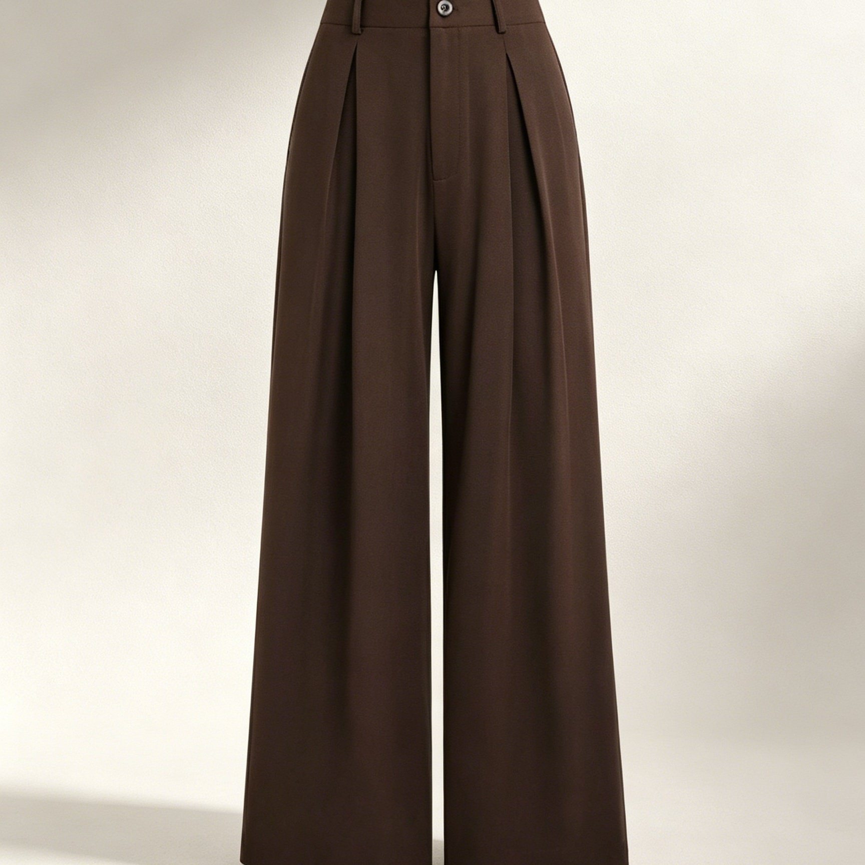 Image of Women's Retro Elegant High-waist Pleated Wide-leg Trousers, Straight Flowing Long Leg Work Casual Pants, Suitable For Office, Daily Wear, Club, Holiday, Date Outfits