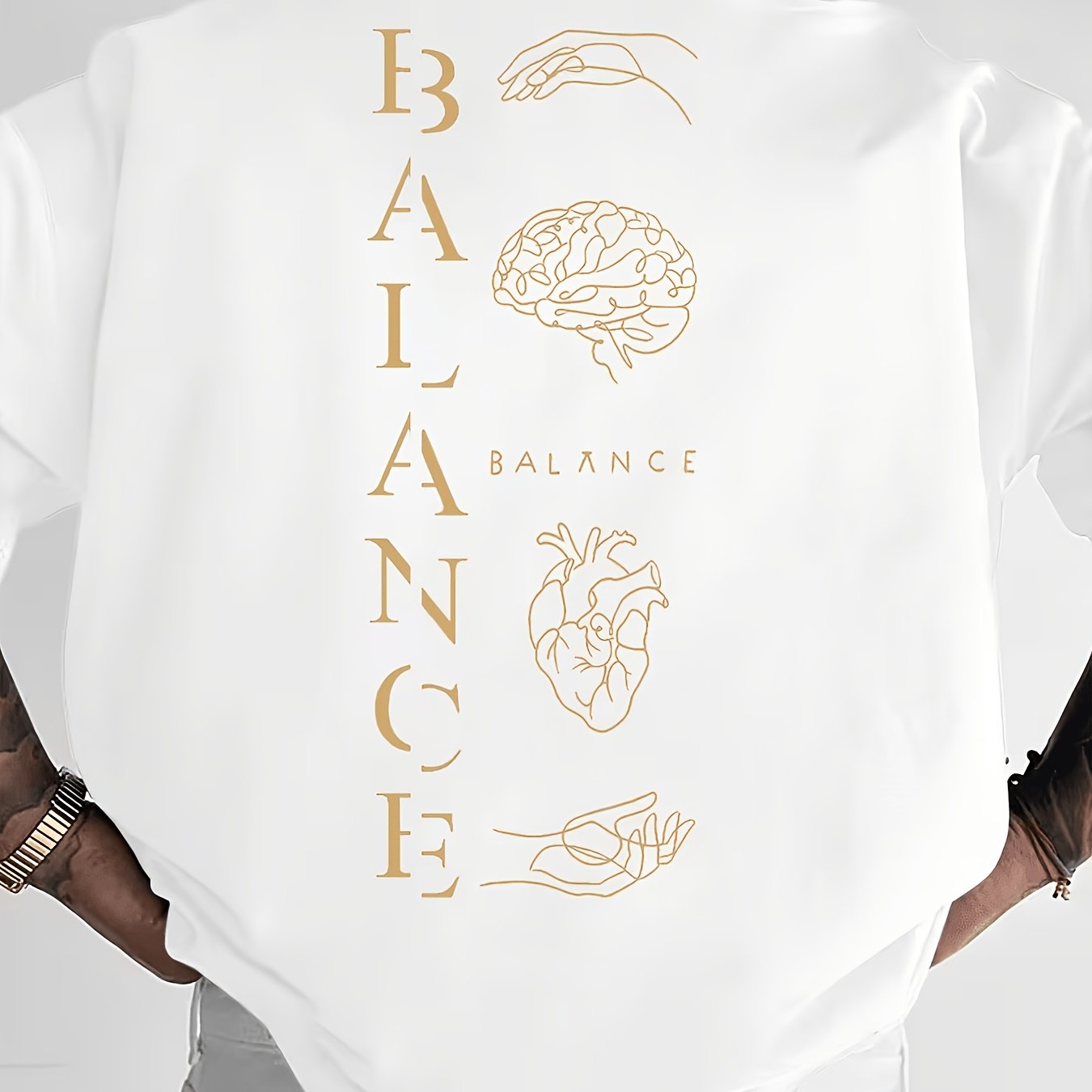TEMU T-shirt da , T-shirt con stampa delle lettere "BALANCE" in stile spirituale, T-shirt casual a maniche corte street