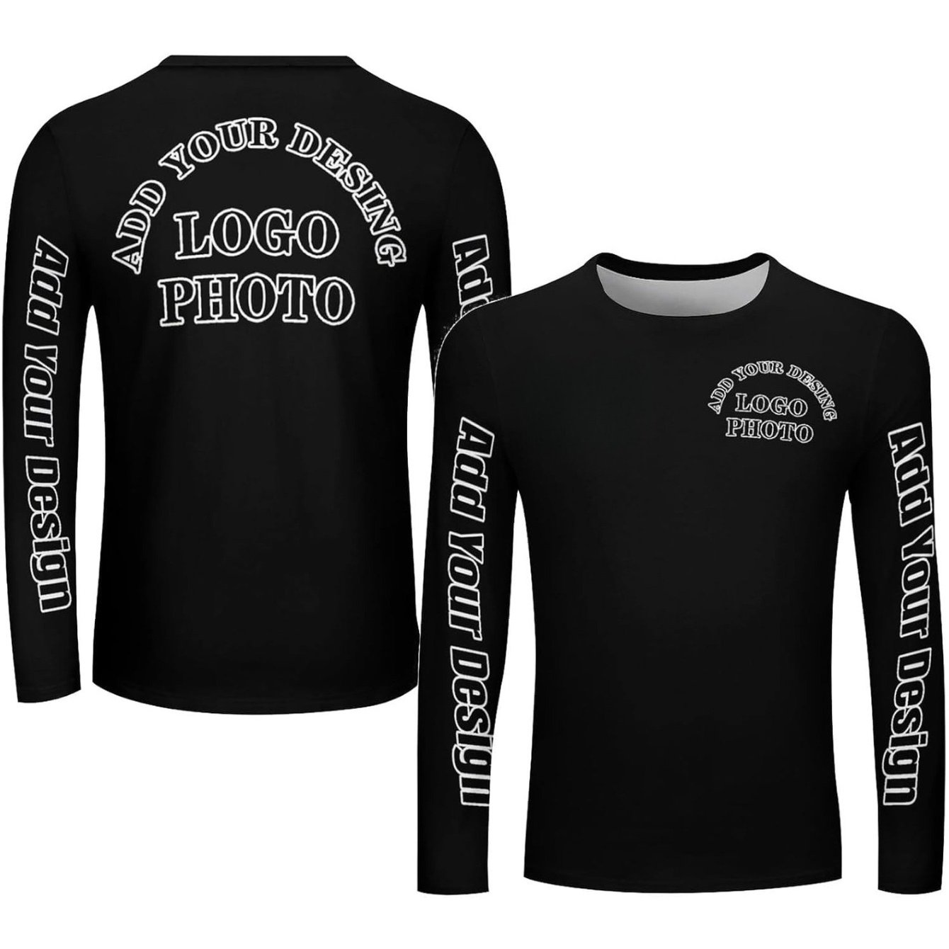 TEMU Men's Custom Long Sleeve T-shirt, Bulk Personalized Long Sleeves, Printable Logo, Picture And Text, Design Your Own Work T-shirt Comfortable And