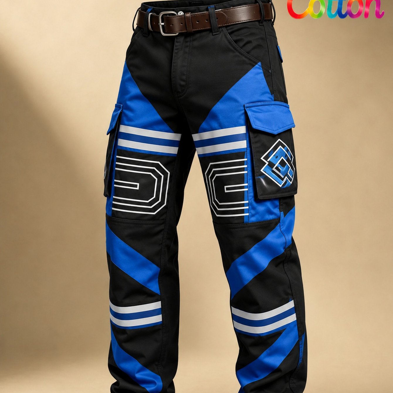 Image of 2026 Mens Cotton 3d Printed Work Trousers (beltless): Casual Versatile Mens Casual Trousers, With Blue And For Stylish Casual Attire