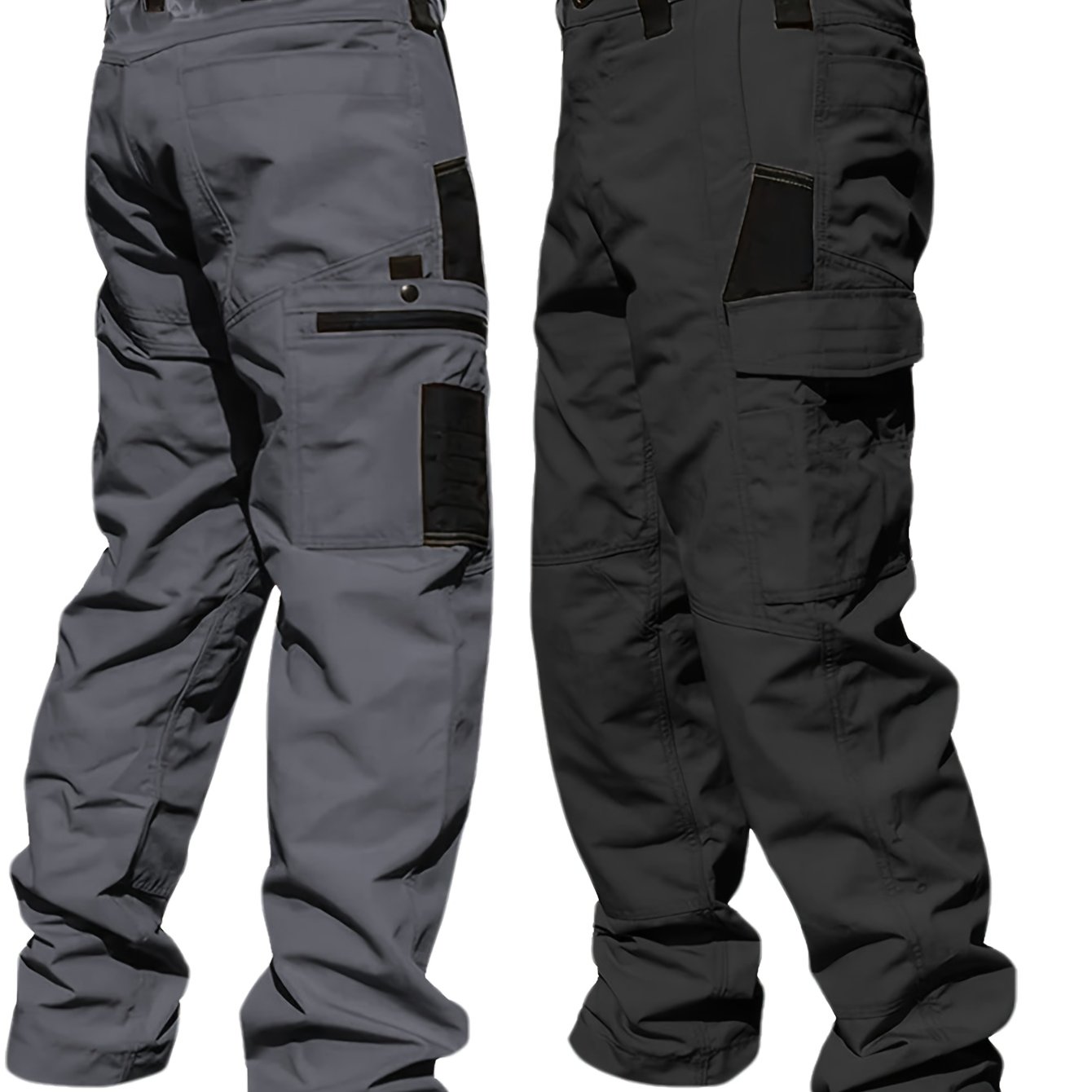 TEMU 2pcs Men's Tactical Work Pants With Spacious Multi- & Durable Fabric, Outdoor Pants For Camping, Climbing, Fishing, Hunting, Straight- With Belt