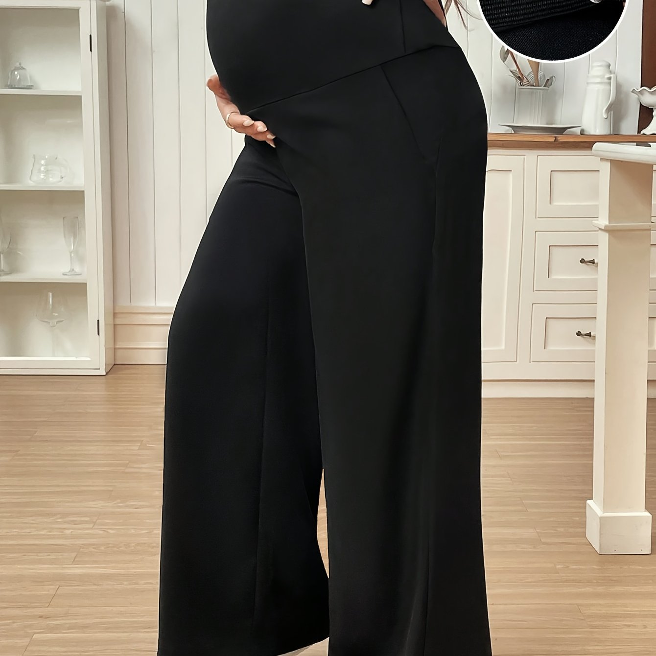 TEMU Solid Color Casual Maternity Pants, Suitable For Spring And Autumn Wear, Maternity Pants For Women