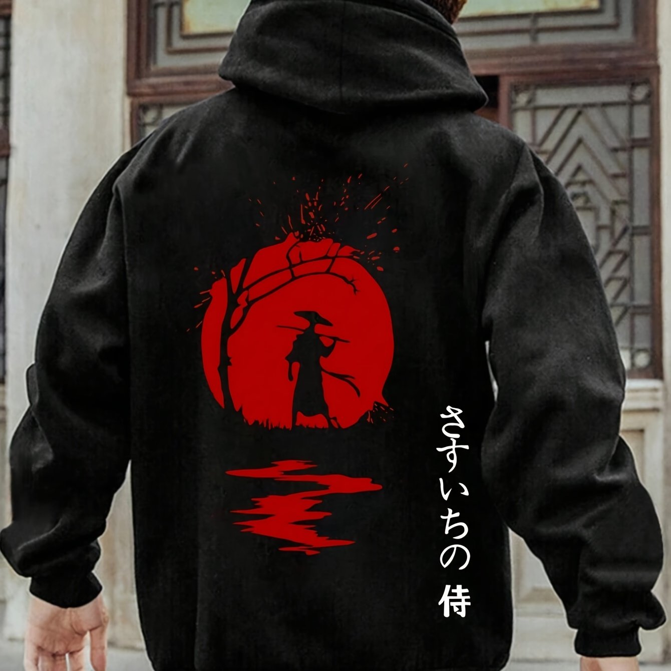 TEMU 1pc Men's Casual Hoodie With Alphabet Print, Stretch Knit Fabric, Loose Fit Hooded Sweatshirt With Pocket