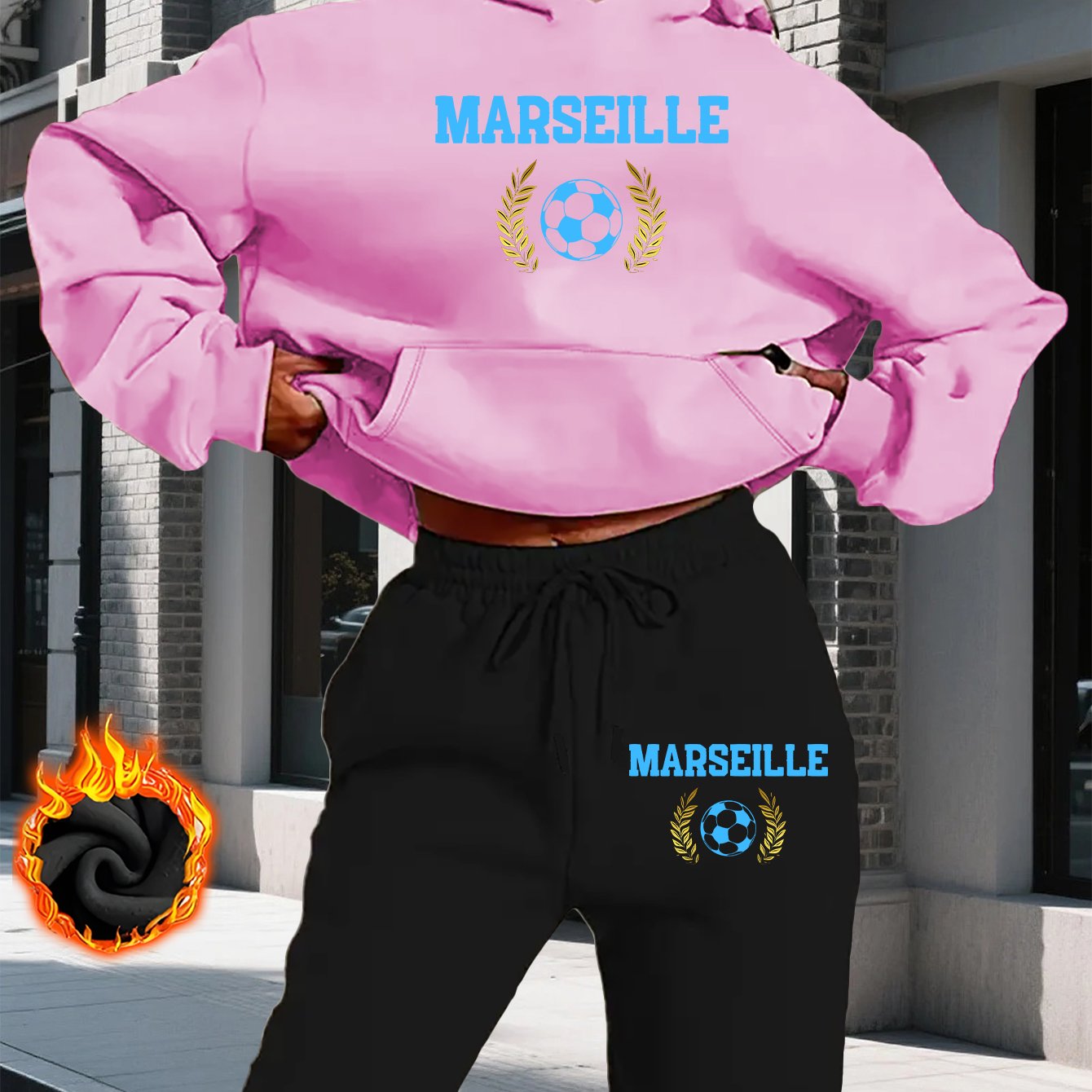 TEMU Ensemble de vêtements de sport élégant pour femmes, automne et hiver, mode haut de gamme, tendance streetwear, sweat-shirt à capuche polyvalent,