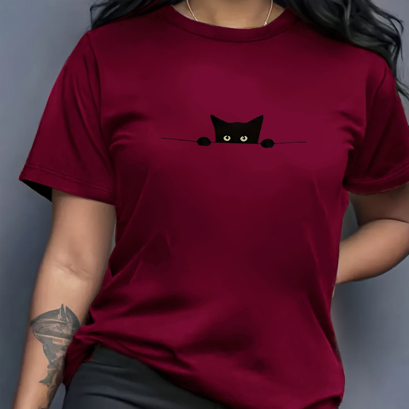 TEMU Ladies' Exquisite Printed T-shirt - Summer Women's Fashion, Stylish Print, Breathable And Comfortable, Round Neck T-shirt, Soft Fabric, Perfect