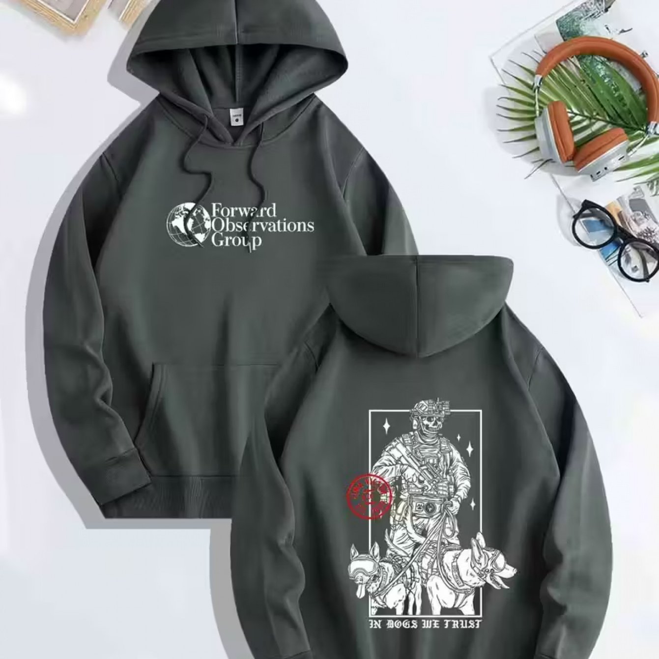 TEMU Men's Fashion Fall/winter Kangaroo Pocket Hoodie, Mysterious Style! Group Hooded Sweatshirt Arrives, Regular, Letter Print, Graphic Print, Daily