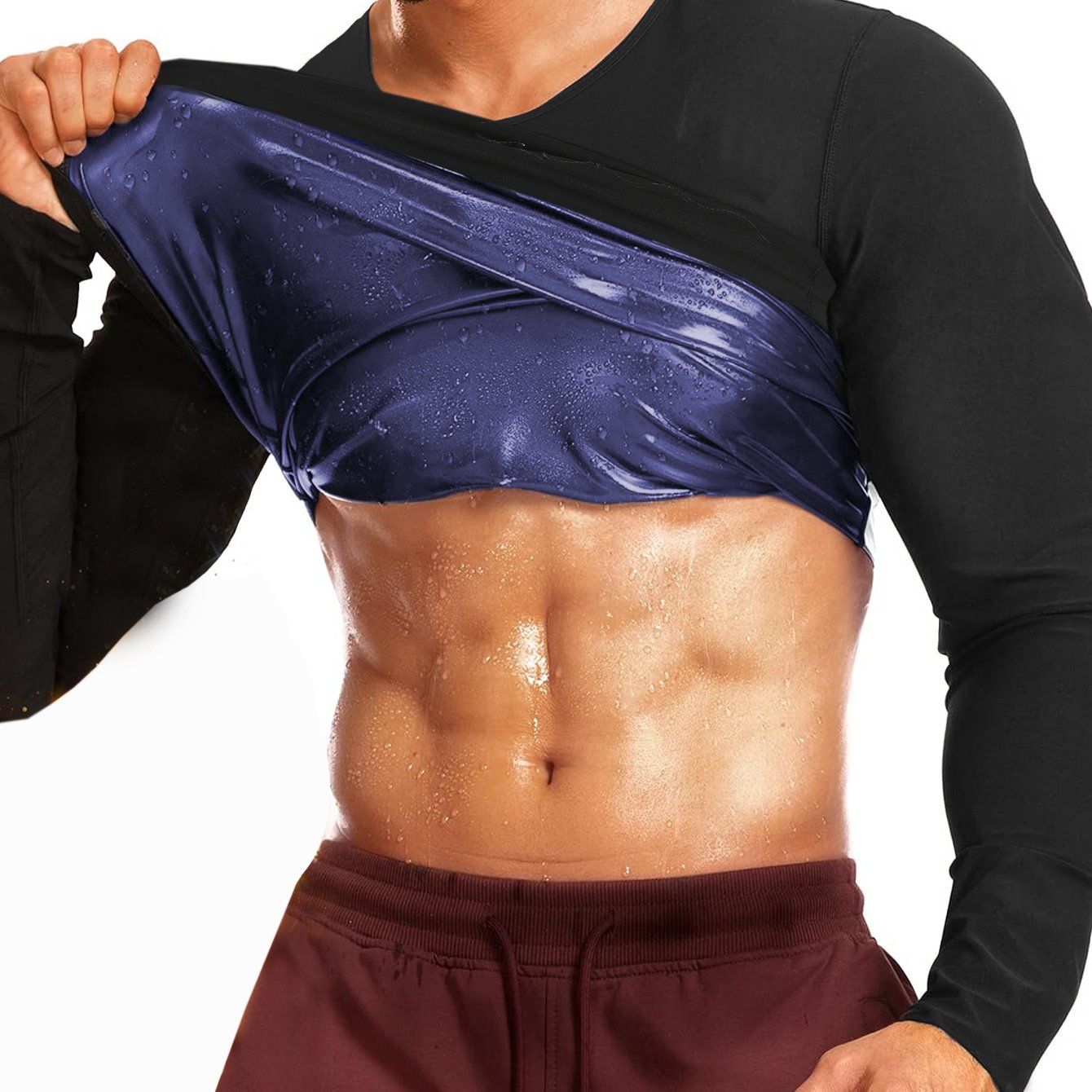 E-shop Herren Sauna Shirt, Sweatsuit Kompressions T-Shirt für Workout Sport