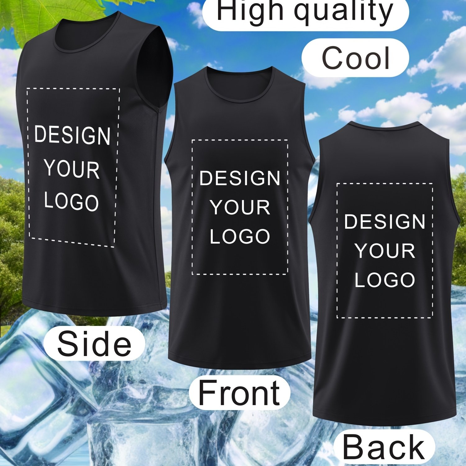 TEMU Customizable Men's Sports Round-neck Tank Top With Printed Life Photos, Company Logos, Patterns, And Anime Designs. Lightweight, Breathable,
