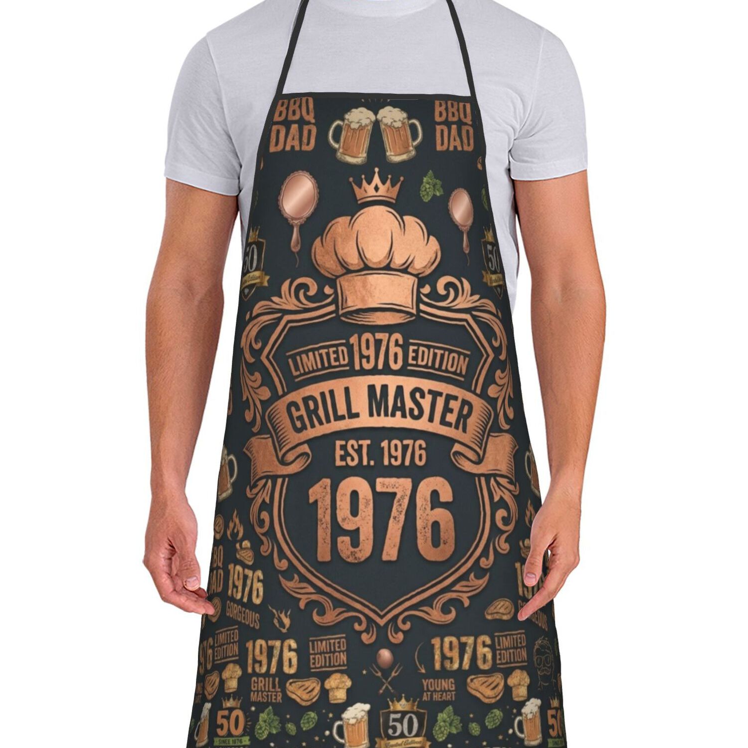 TEMU 1 stuk Grappig Vintage 1976 50 Jaar 50e Verjaardagscadeau Kookmeester Schort voor Mannen Vrouwen Unisex Keuken Chef- Tablier voor Koken