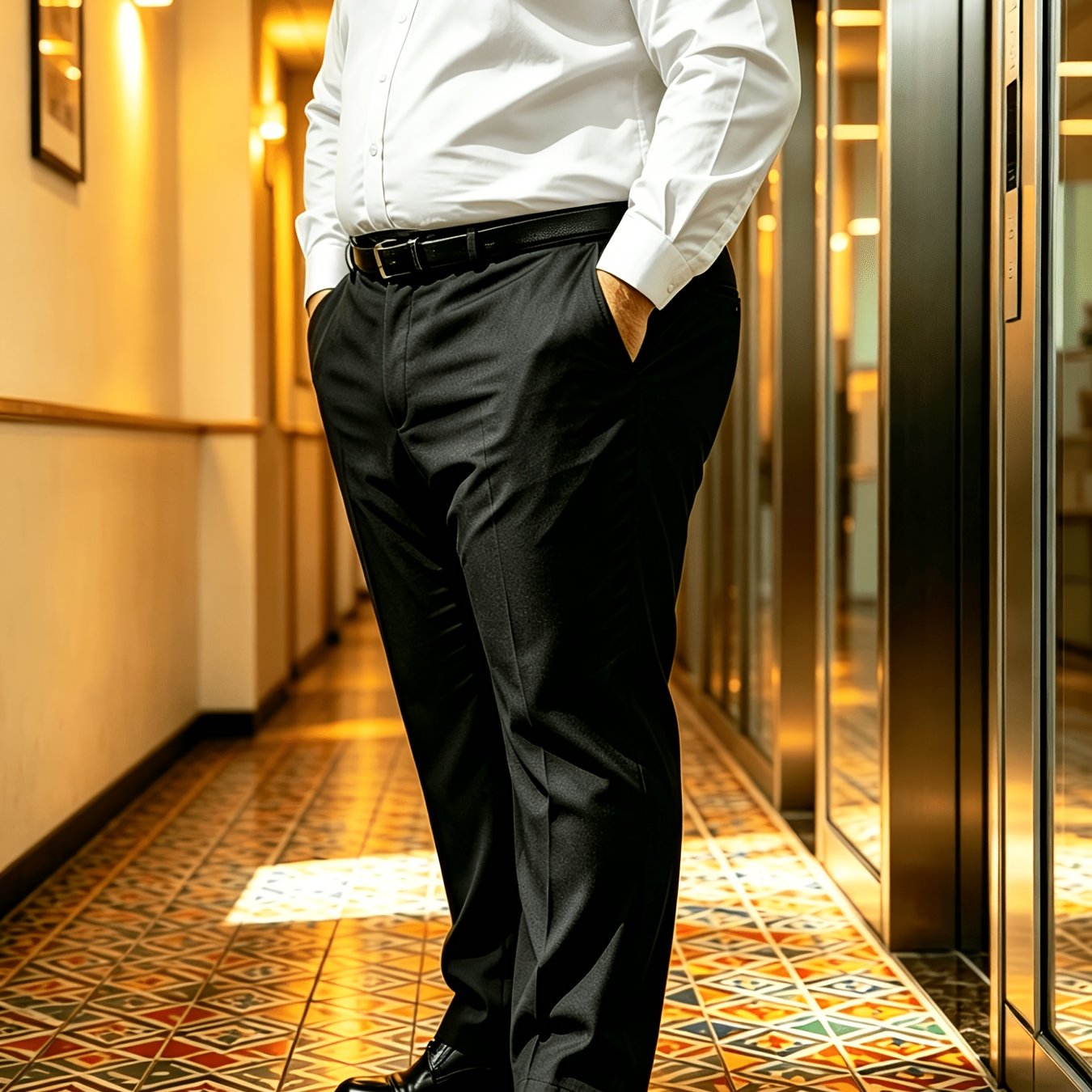 TEMU Men's Plus Size Casual Trousers, Plus Size Dress Pants, Dress Trousers, Stretch Fabric, Comfortable Stretch, Suitable For Commuting, Office,
