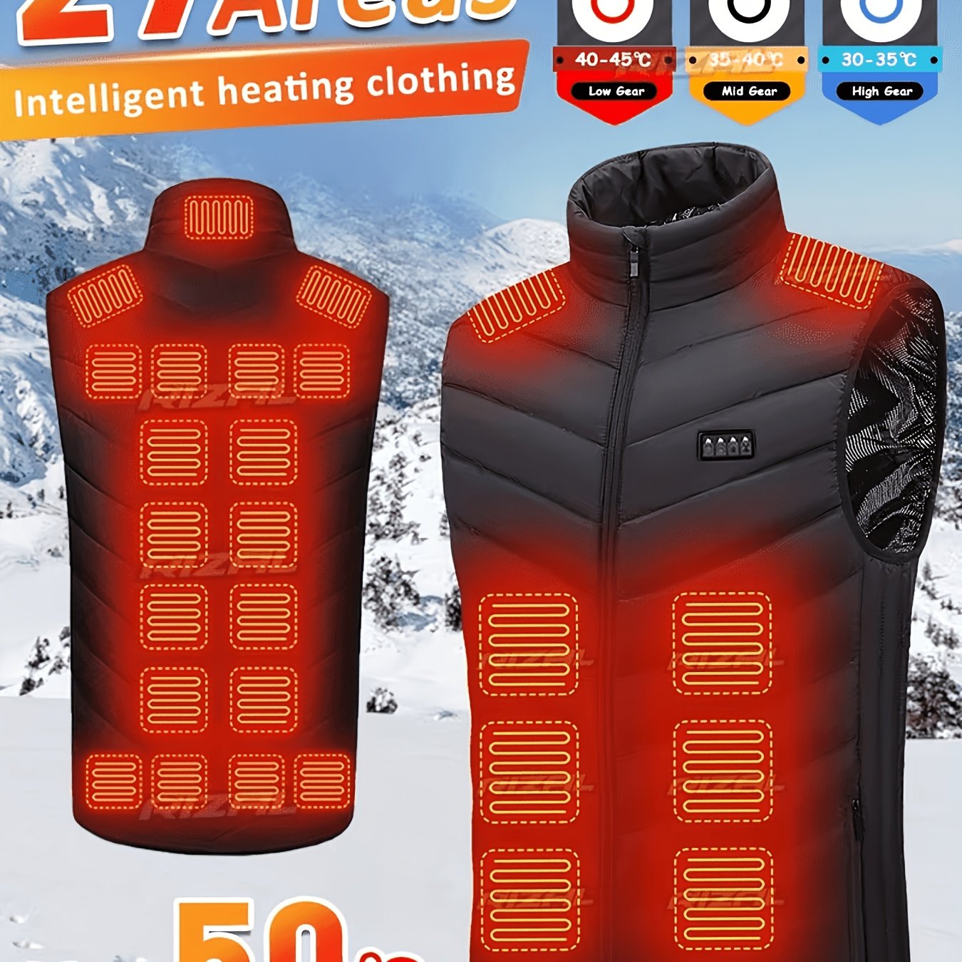 Image of Heated Warm Vest Jacket, Four-, Three-speed Temperature Adjustment, Usb Powered, Warm All Winter, Suitable For Outdoor, Office, Sports, Casual Warm Coat [battery Not Included]