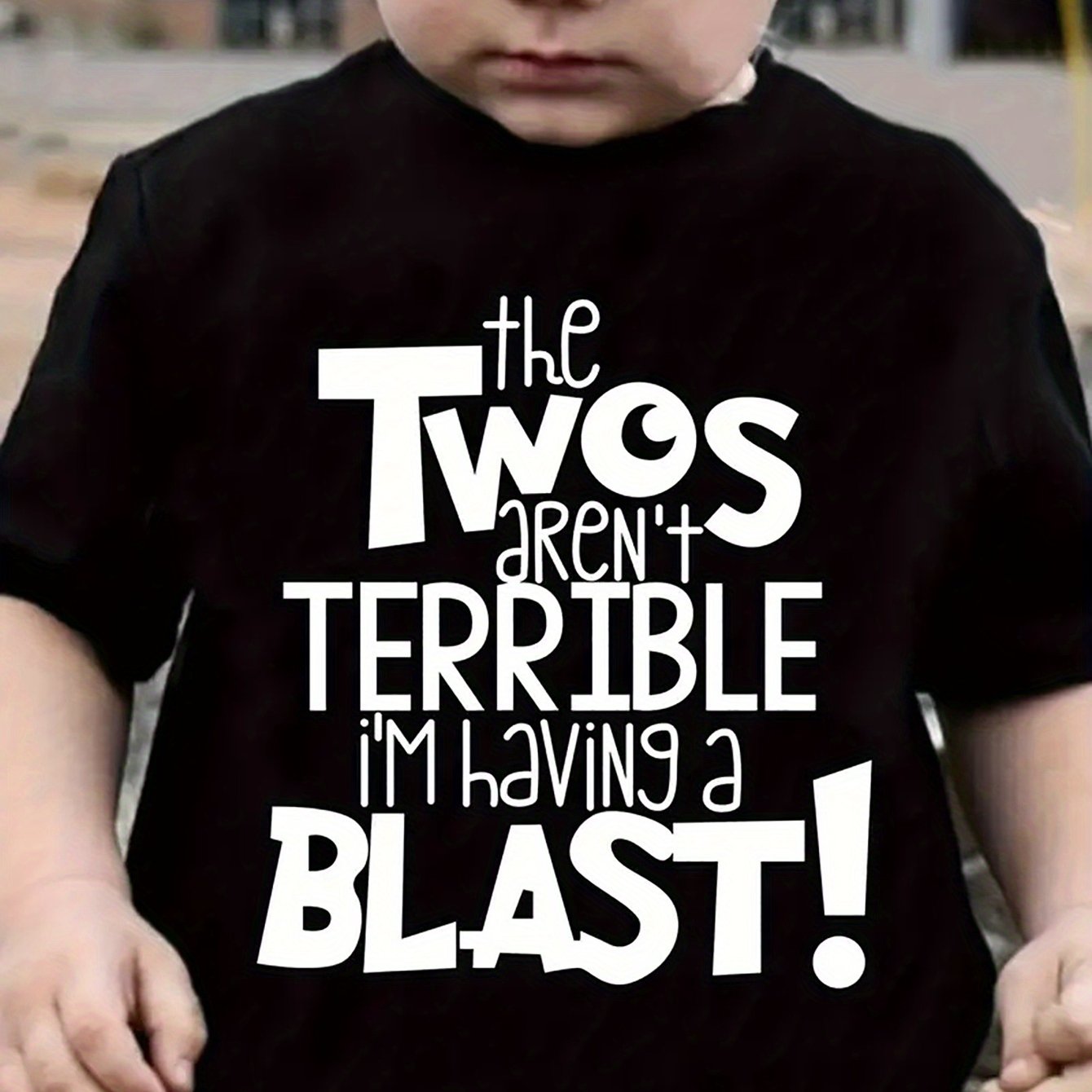 Boys' Cotton T-shirt "the Aren't I'm Havinga Blast!.." Print For Comfortable And Casual Round Neck Short Sleeves