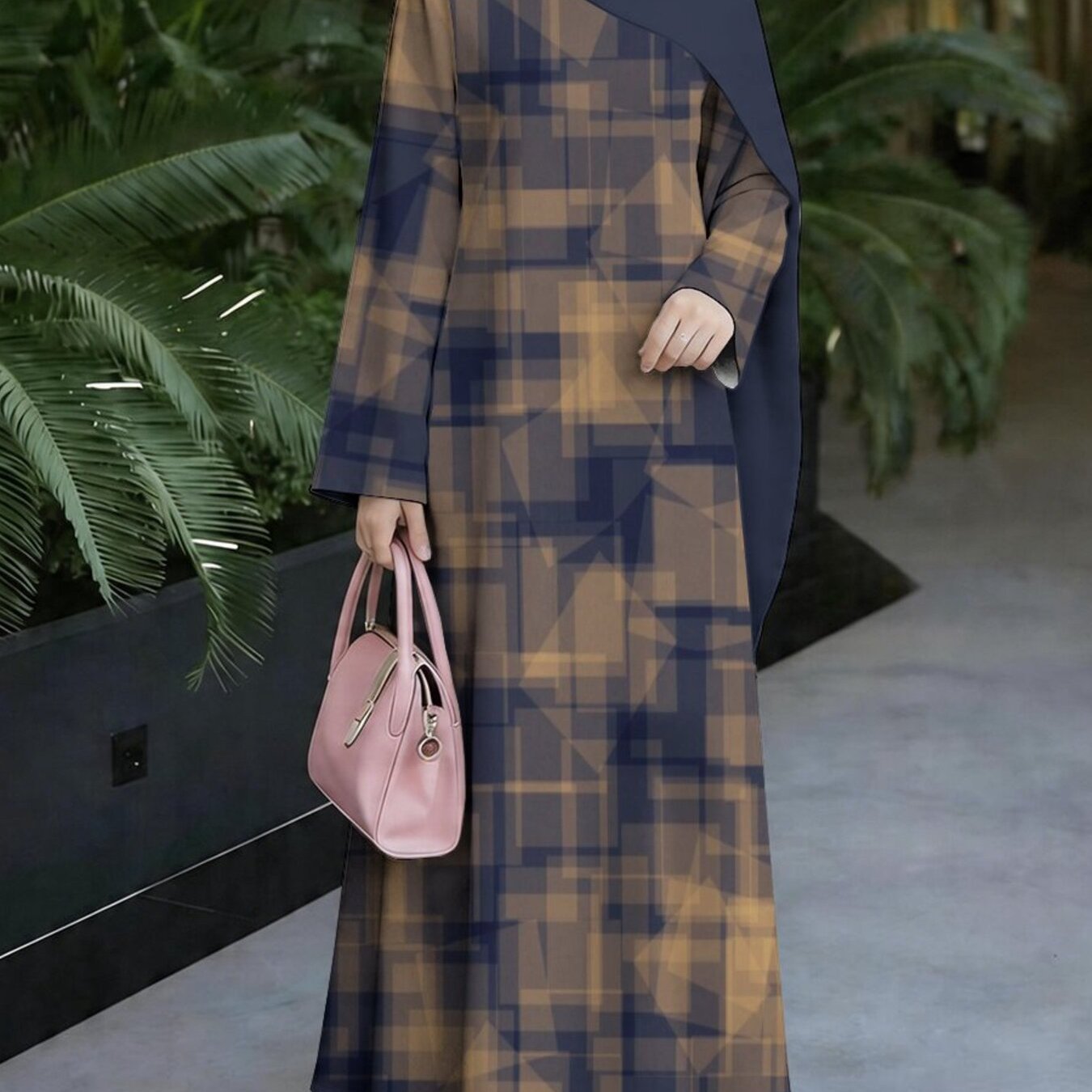 TEMU Style Women's Dress, Middle Eastern Arabic Long Dress, Middle Eastern Traditional Attire, Loose Breathable Dress, Geometric Patterned Robe,