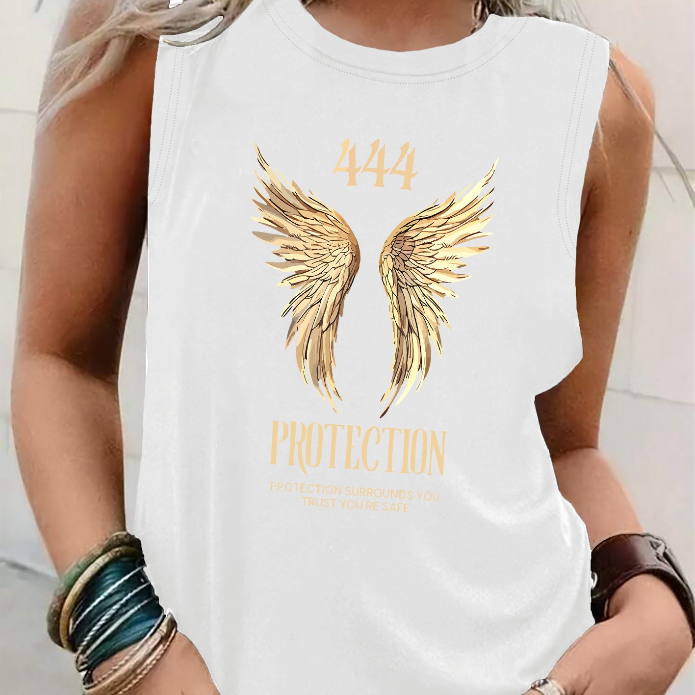 TEMU Graphic Print Tank Top, Sleeveless Casual Top For Summer & Spring, Women's Clothing