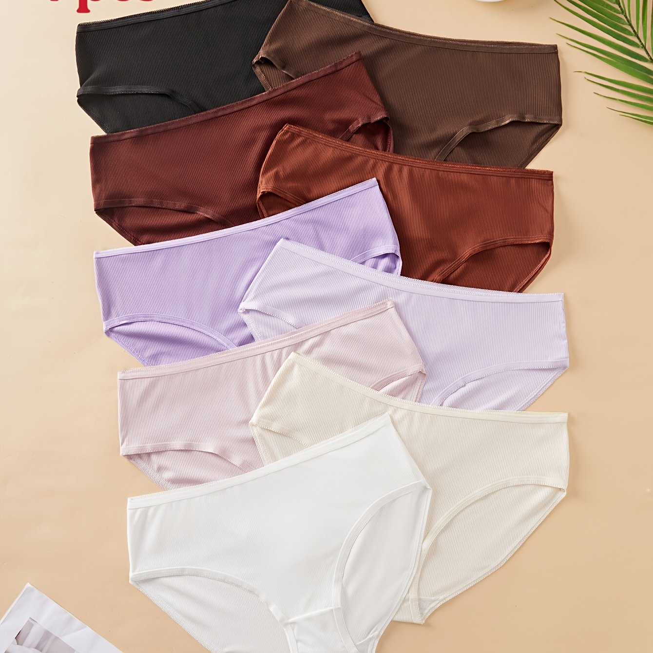 TEMU 7-pack Random Size Women's Panties, Solid Color Comfortable Style, Random Colors
