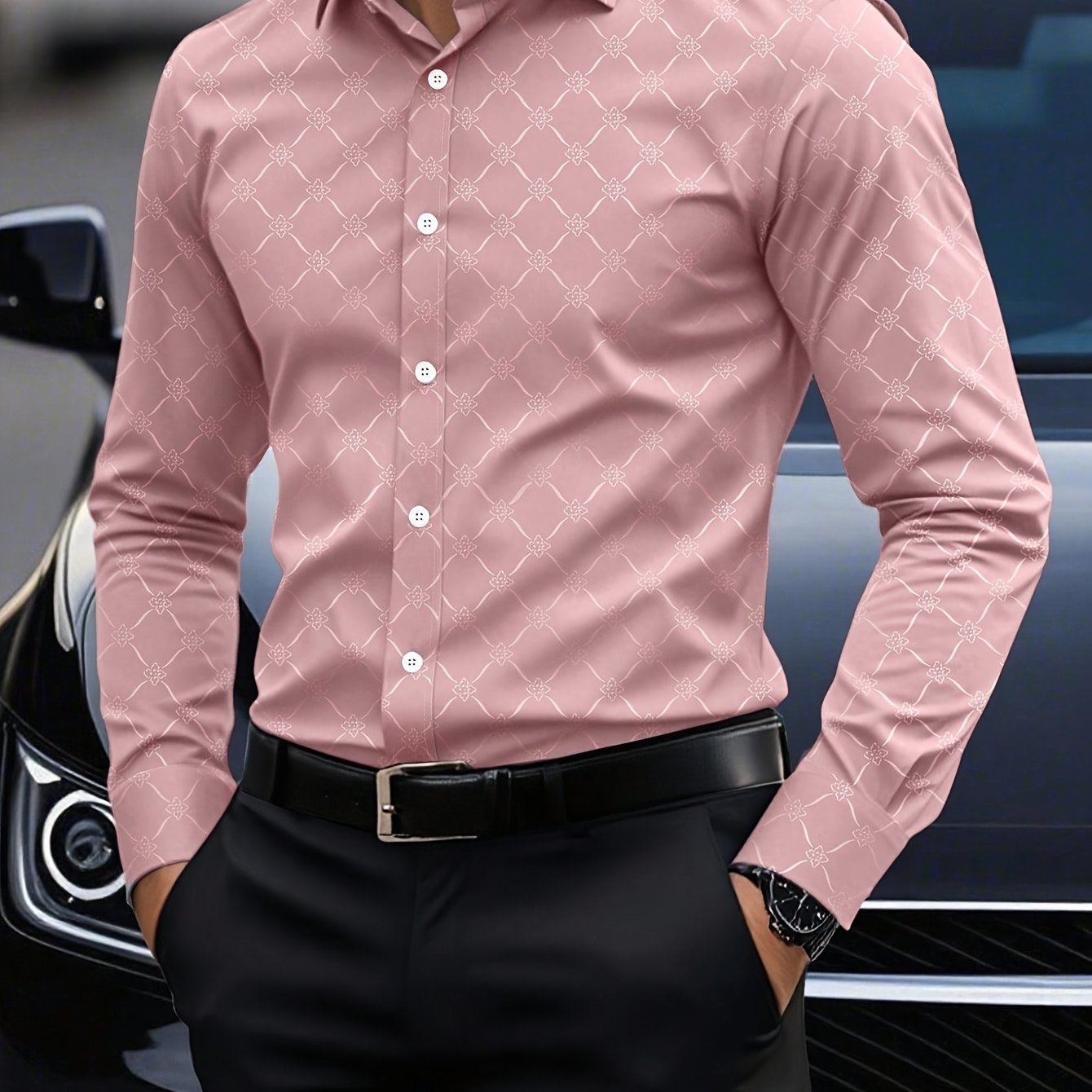 TEMU New European And Men's Fashion Trend Long-sleeve Shirt With Casual Shirt