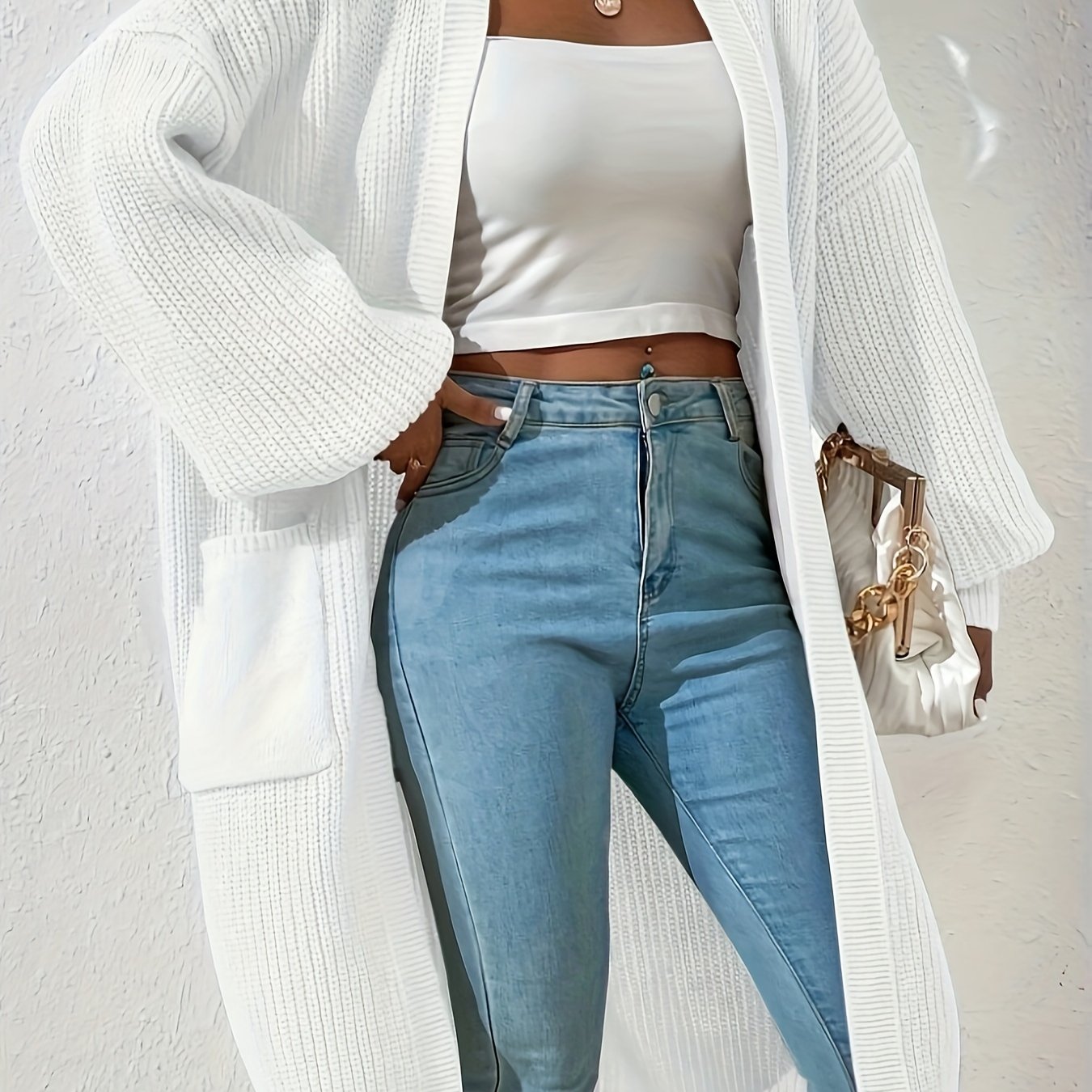 Solid Color Loose Cardigan Long Sweater